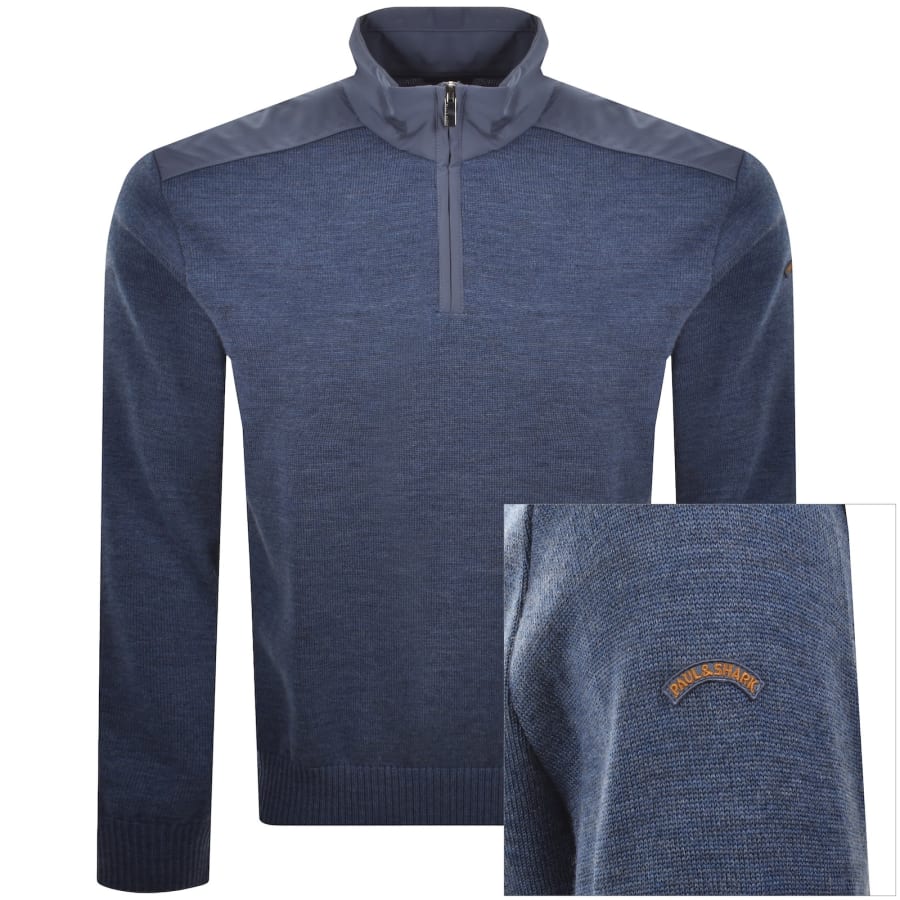 Image number 1 for Paul And Shark Typhoon Knit Jumper Blue