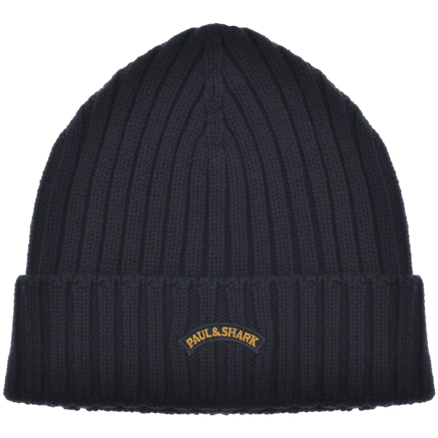 Image number 1 for Paul And Shark Wool Beanie Hat Navy