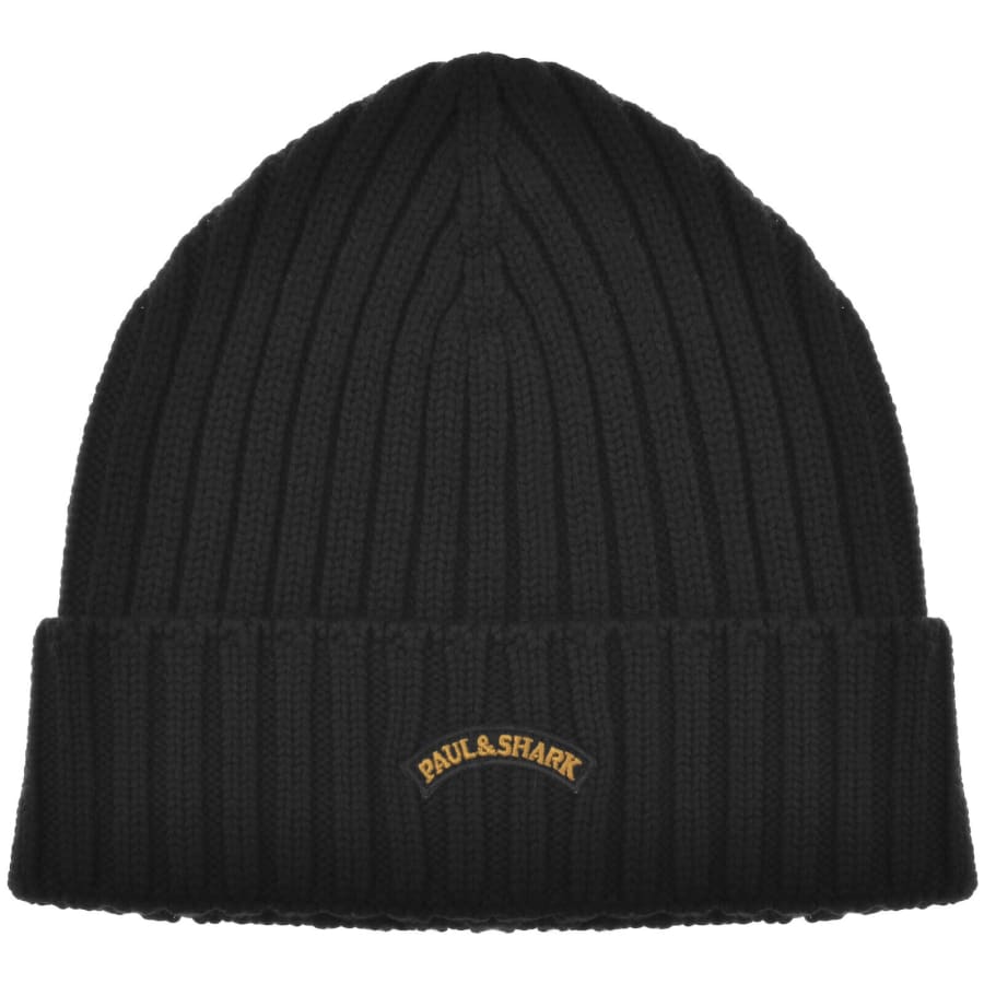 Image number 1 for Paul And Shark Wool Beanie Hat Black