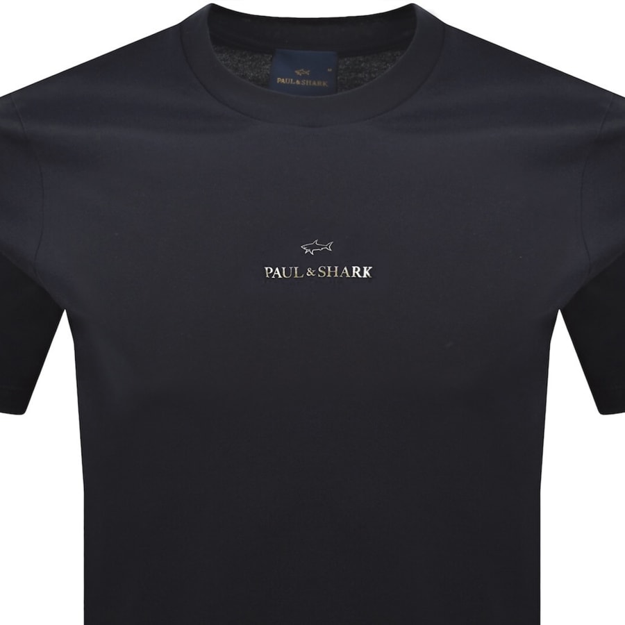 Image number 2 for Paul And Shark Printed Logo T Shirt Navy