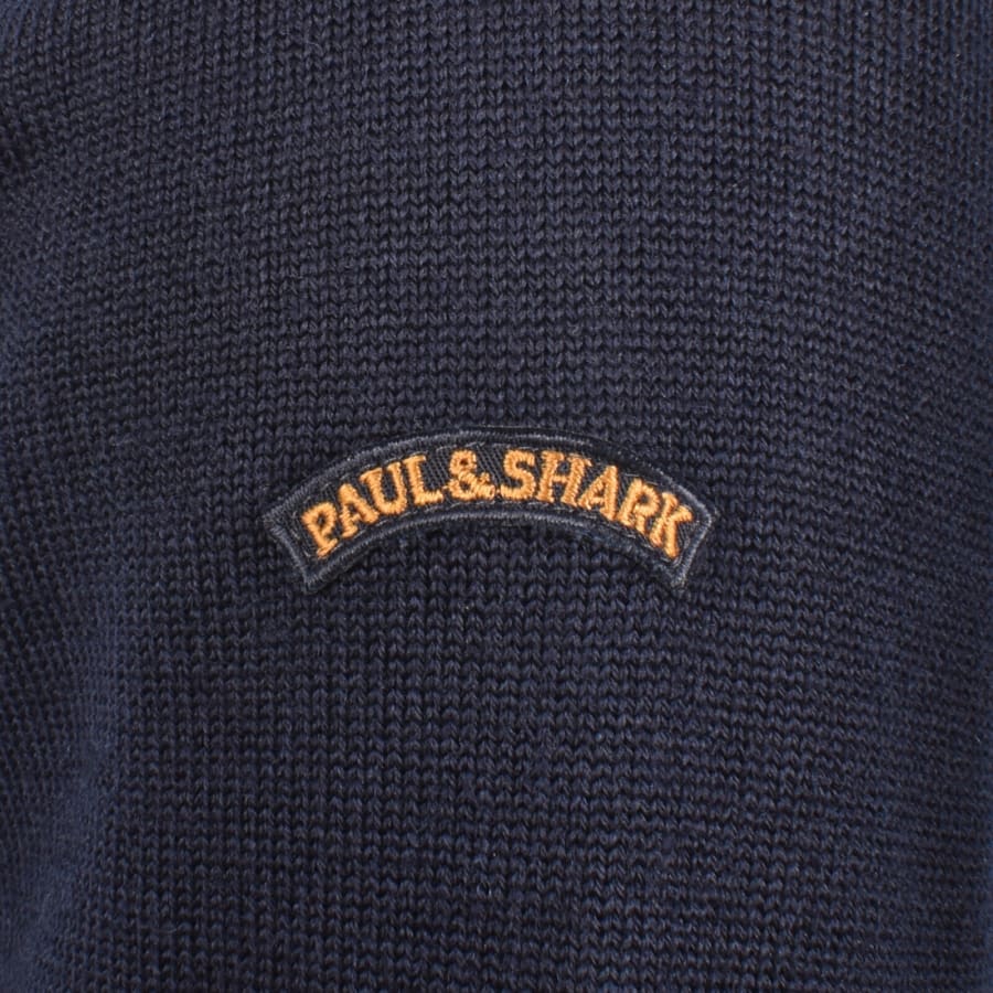Image number 3 for Paul And Shark Moon Badge Knit Jumper Navy