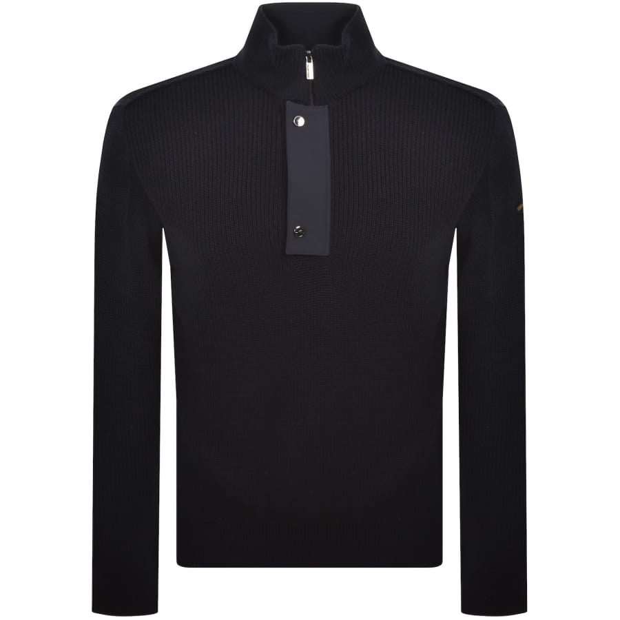 Image number 2 for Paul And Shark Moon Badge Knit Jumper Navy