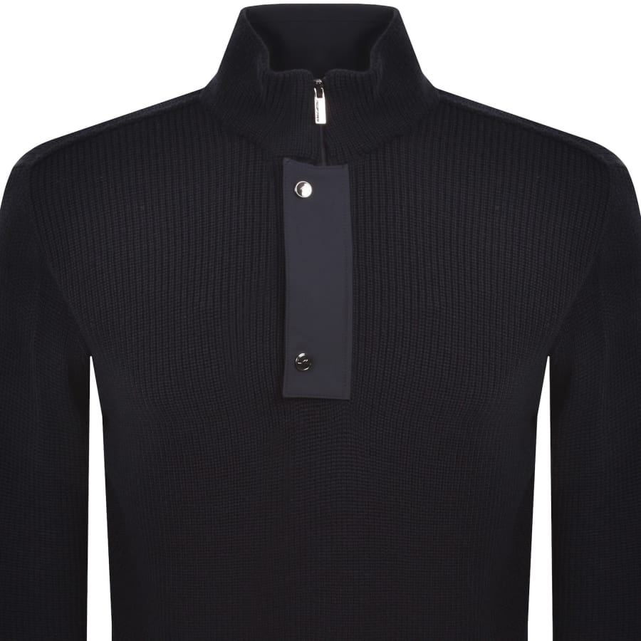 Image number 3 for Paul And Shark Moon Badge Knit Jumper Navy