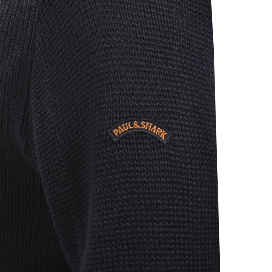 Image number 4 for Paul And Shark Moon Badge Knit Jumper Navy