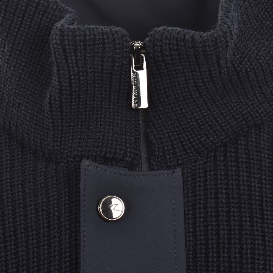 Image number 5 for Paul And Shark Moon Badge Knit Jumper Navy