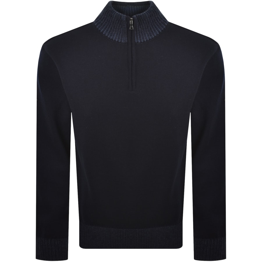 Image number 2 for Paul And Shark Moon Badge Knit Jumper Navy