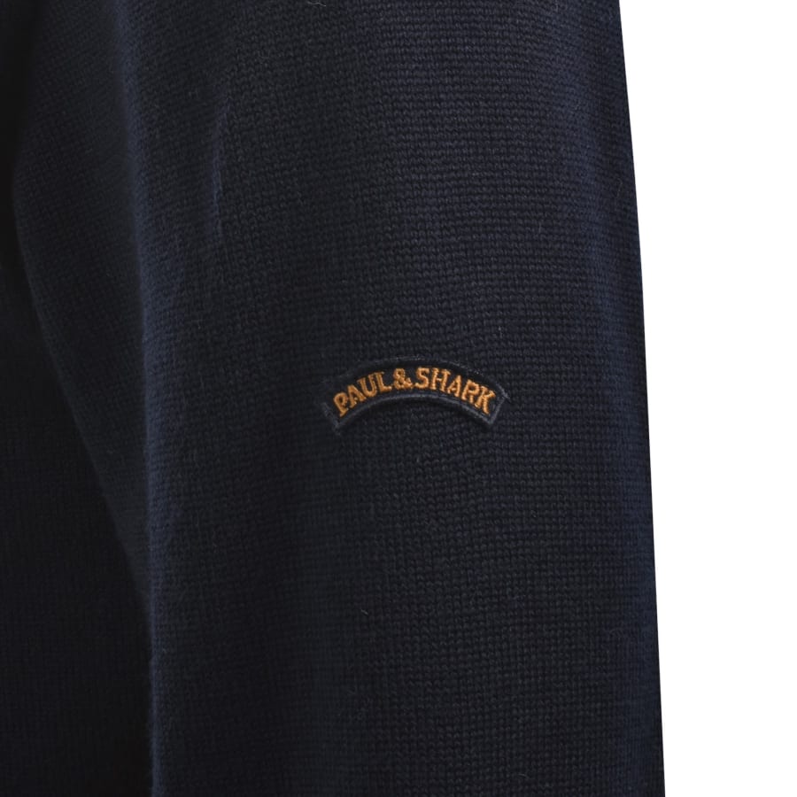 Image number 4 for Paul And Shark Moon Badge Knit Jumper Navy
