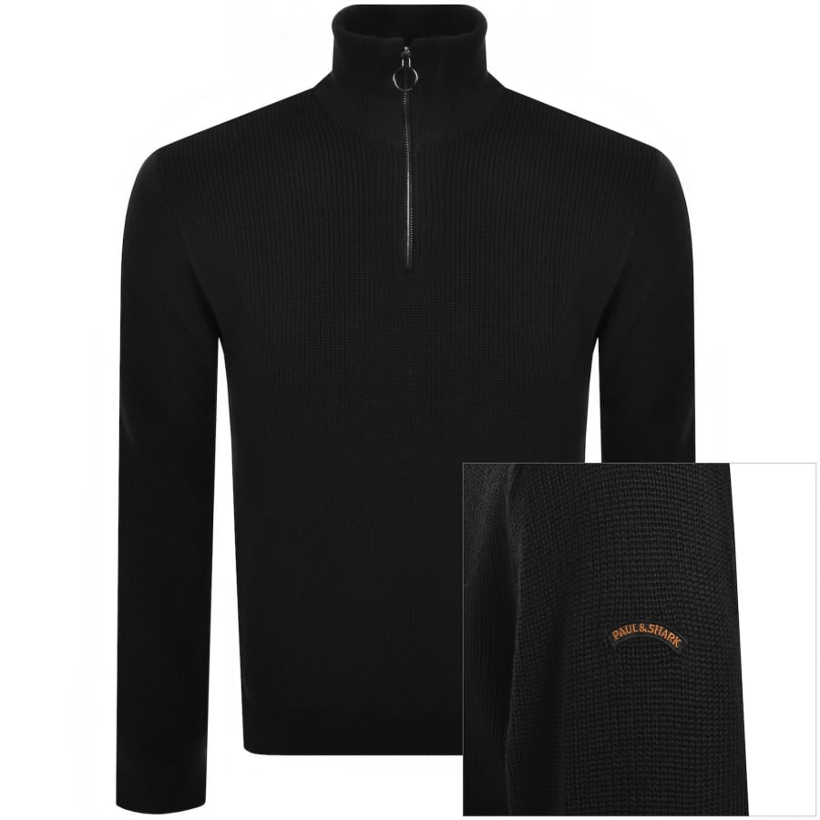 Image number 1 for Paul And Shark Moon Badge Knit Jumper Black