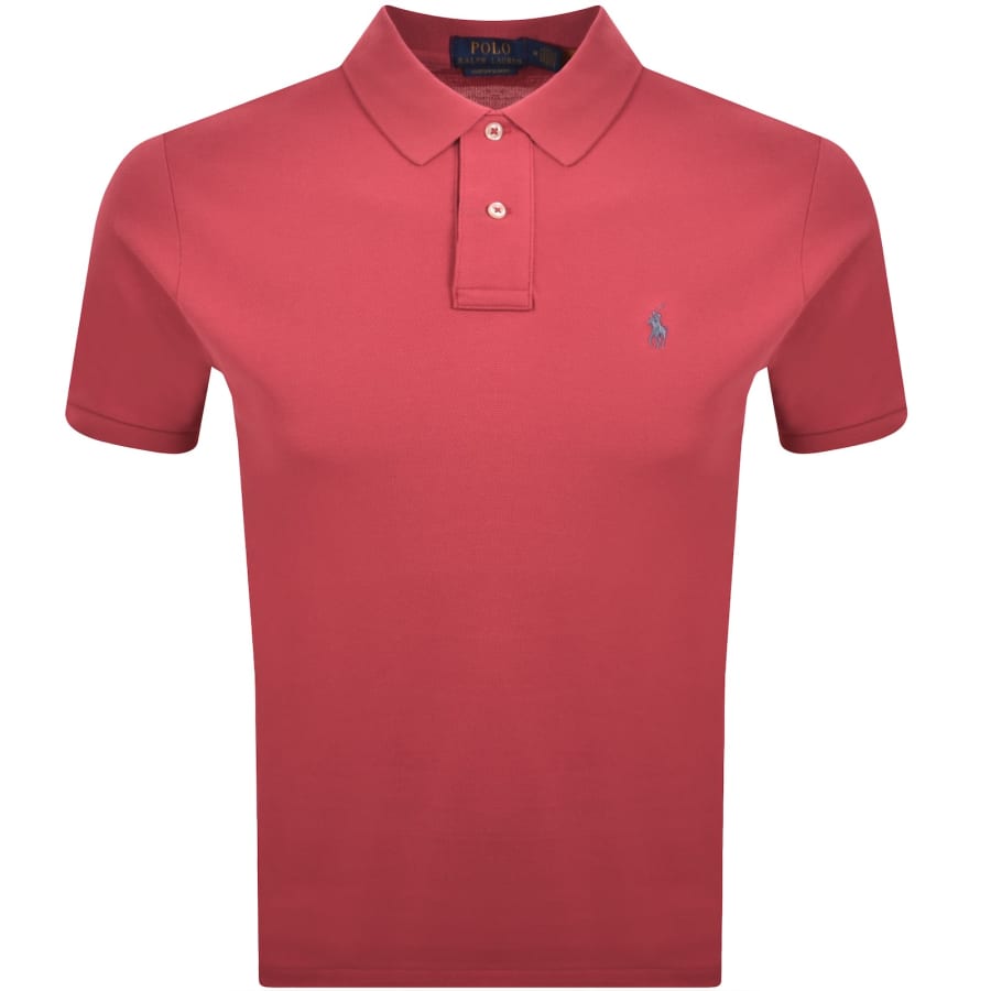 Image number 1 for Ralph Lauren Custom Slim Polo T Shirt Red