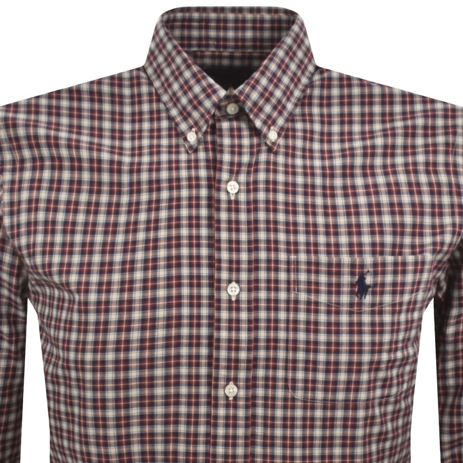 Image number 2 for Ralph Lauren Long Sleeve Check Shirt Red