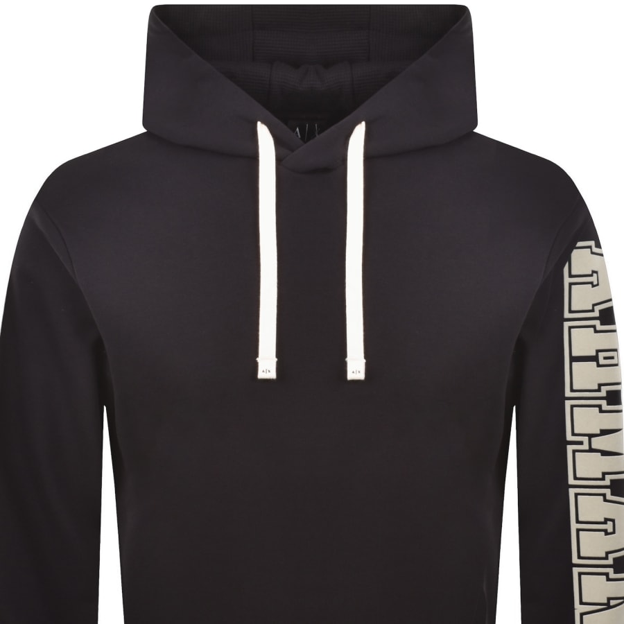 Image number 2 for Armani Exchange Logo Hoodie Deep Navy