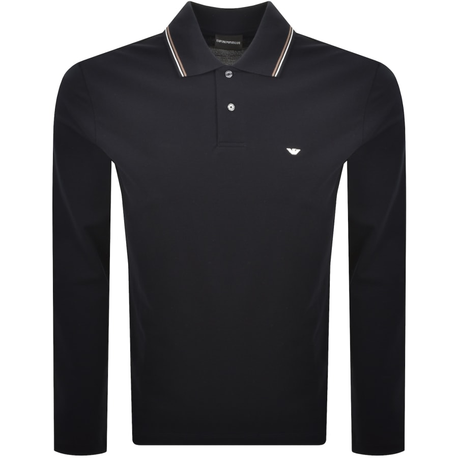 Image number 1 for Emporio Armani Long Sleeved Polo T Shirt Navy