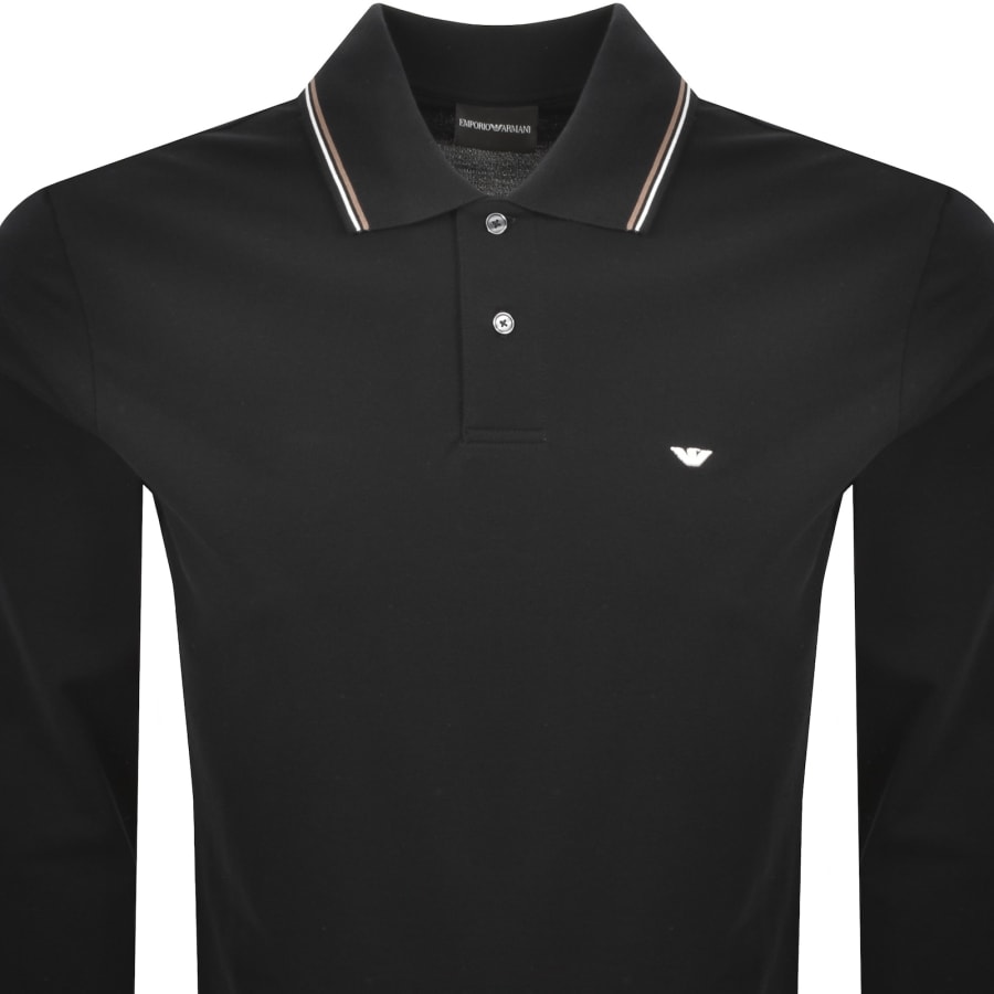 Image number 2 for Emporio Armani Long Sleeved Polo T Shirt Black