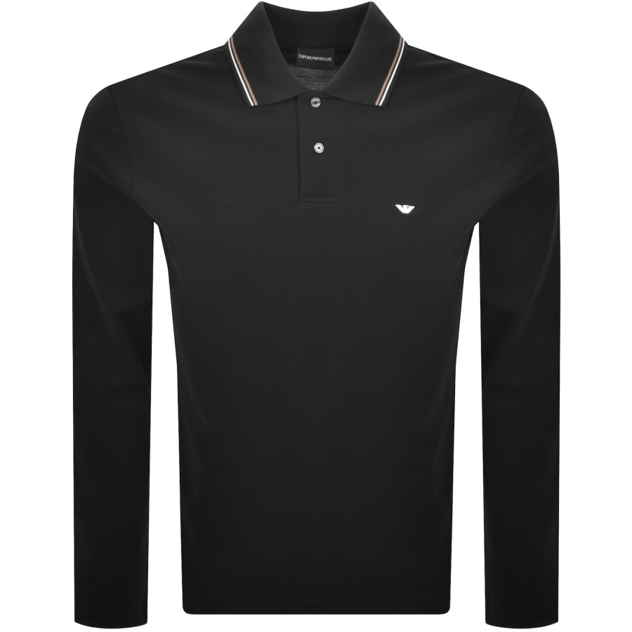 Image number 1 for Emporio Armani Long Sleeved Polo T Shirt Black