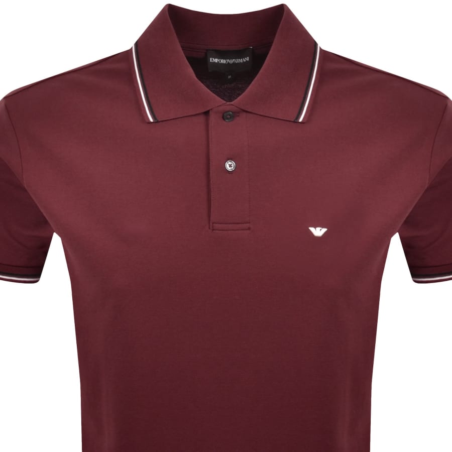 Image number 2 for Emporio Armani Short Sleeved Polo T Shirt Burgundy