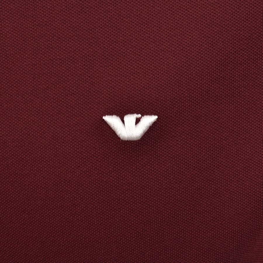 Image number 3 for Emporio Armani Short Sleeved Polo T Shirt Burgundy