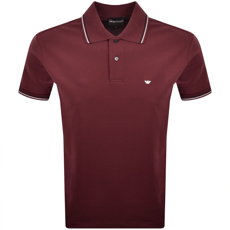 Image number 1 for Emporio Armani Short Sleeved Polo T Shirt Burgundy