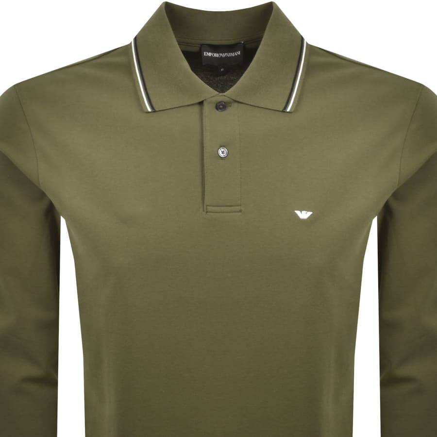 Image number 2 for Emporio Armani Long Sleeved Polo T Shirt Green