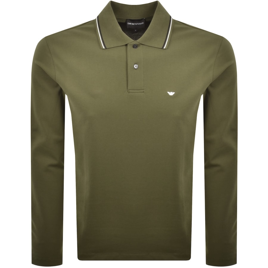 Image number 1 for Emporio Armani Long Sleeved Polo T Shirt Green