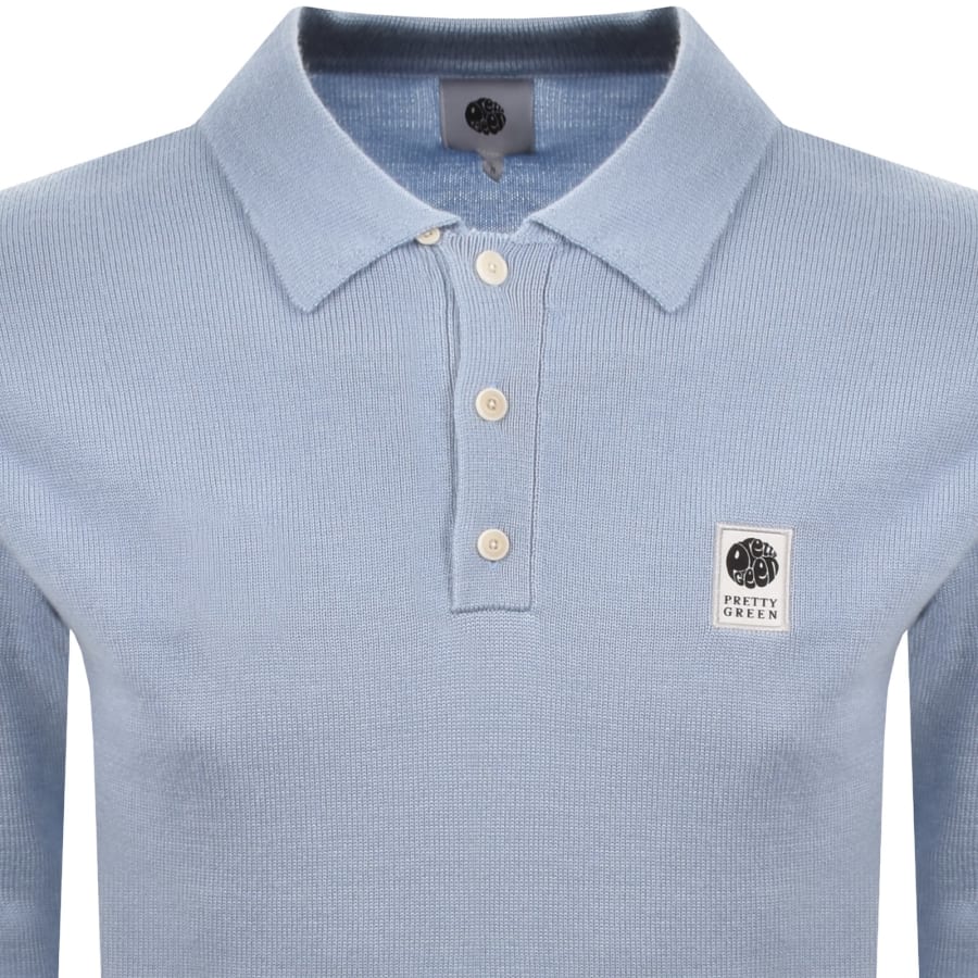 Image number 2 for Pretty Green Long Sleeved Knit Polo T Shirt Blue