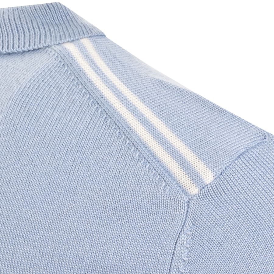 Image number 5 for Pretty Green Long Sleeved Knit Polo T Shirt Blue