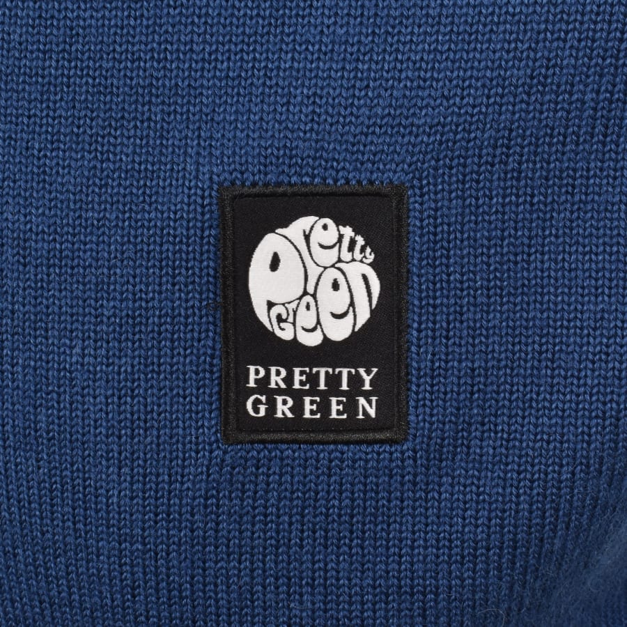 Image number 3 for Pretty Green Long Sleeved Knit Polo T Shirt Blue