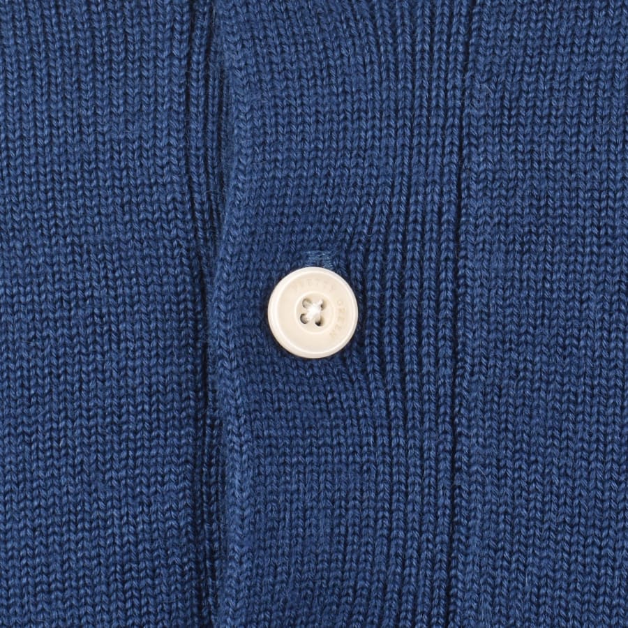 Image number 4 for Pretty Green Long Sleeved Knit Polo T Shirt Blue
