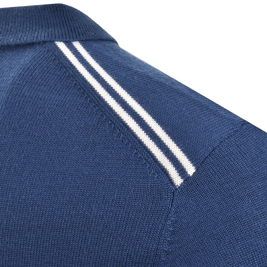 Image number 5 for Pretty Green Long Sleeved Knit Polo T Shirt Blue