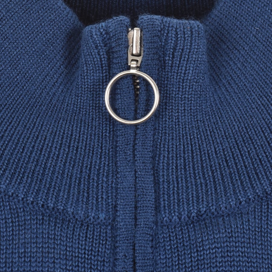Image number 4 for Pretty Green Merino Quarter Zip Knit Jumper Blue