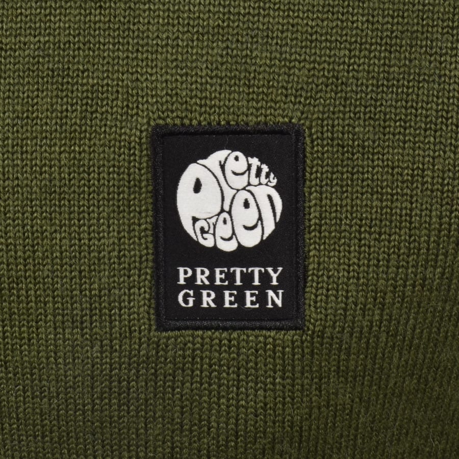 Image number 3 for Pretty Green Merino Quarter Zip Knit Jumper Khaki