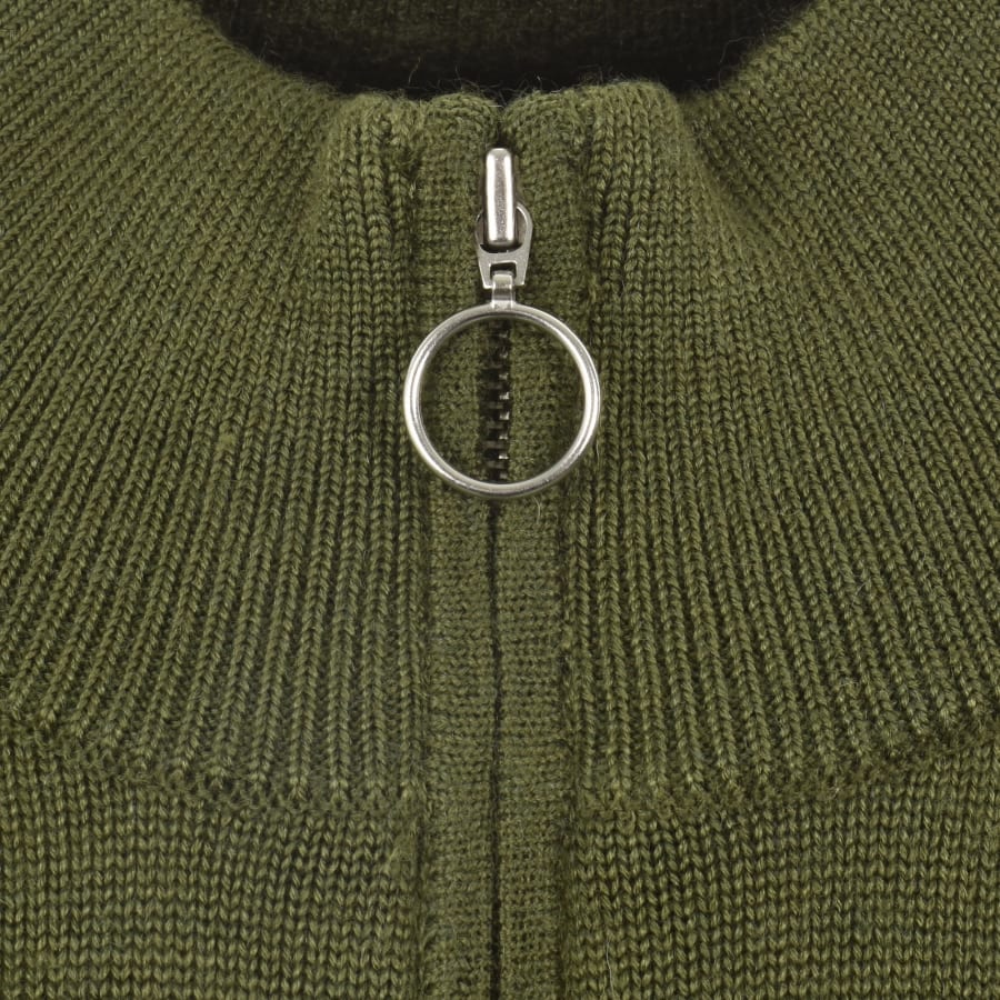 Image number 4 for Pretty Green Merino Quarter Zip Knit Jumper Khaki