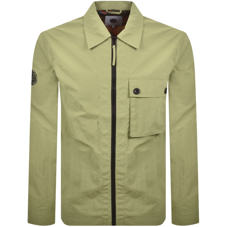 Image number 2 for Pretty Green Heaton Zip Overshirt Green