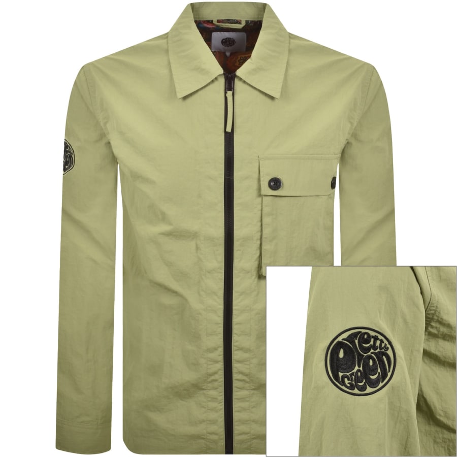 Image number 1 for Pretty Green Heaton Zip Overshirt Green