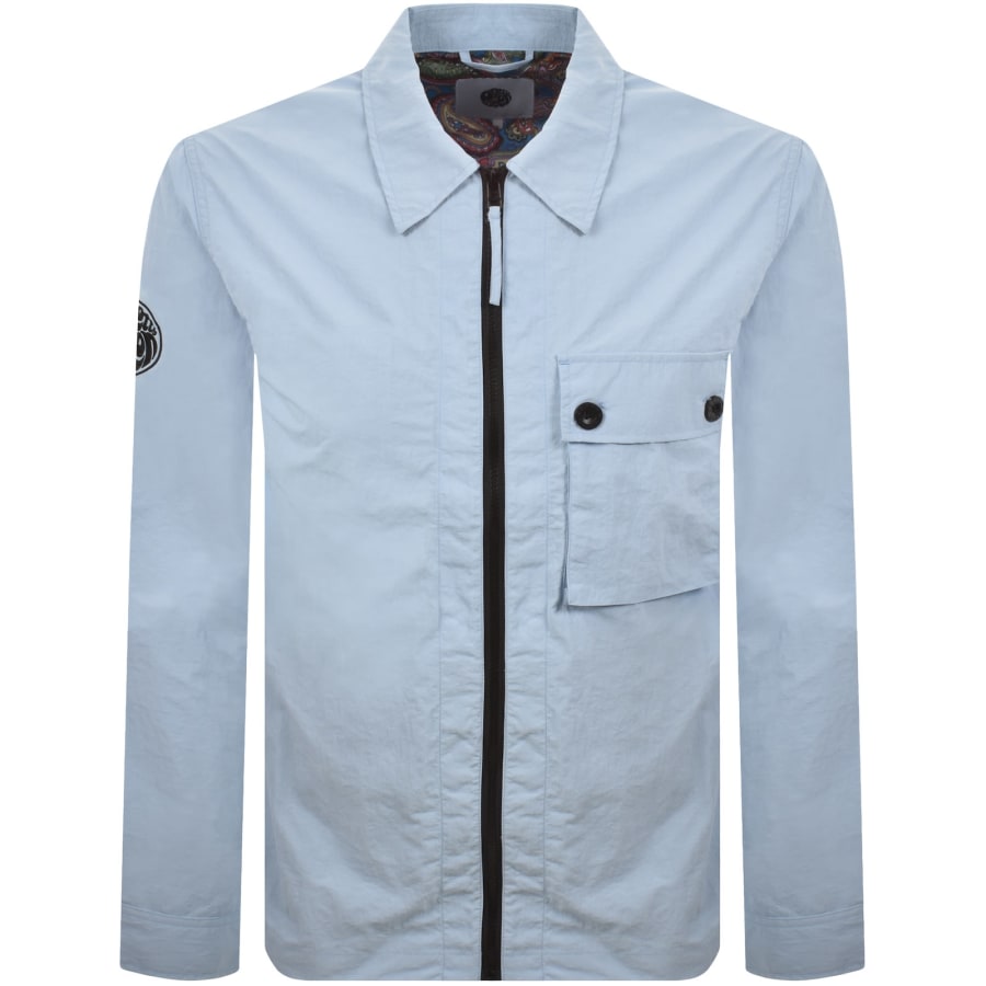 Image number 2 for Pretty Green Heaton Zip Overshirt Blue