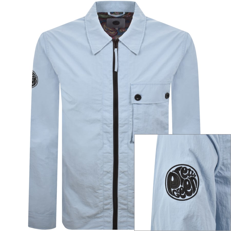 Image number 1 for Pretty Green Heaton Zip Overshirt Blue