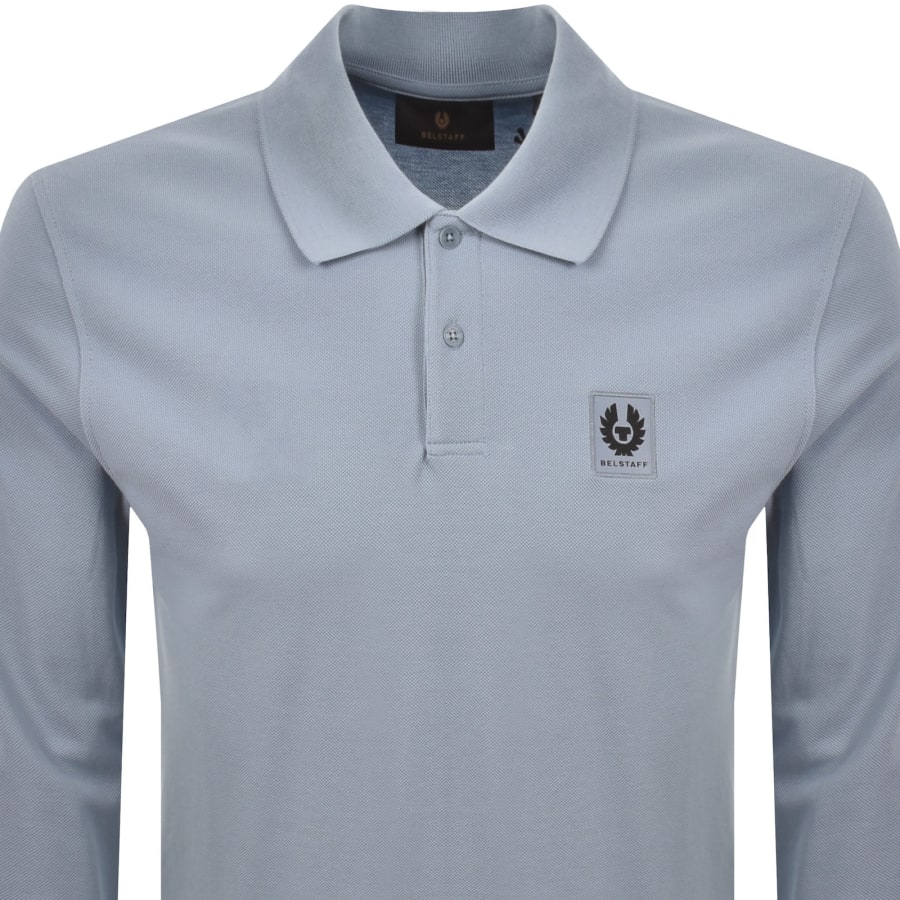 Image number 2 for Belstaff Long Sleeve Polo T Shirt Blue