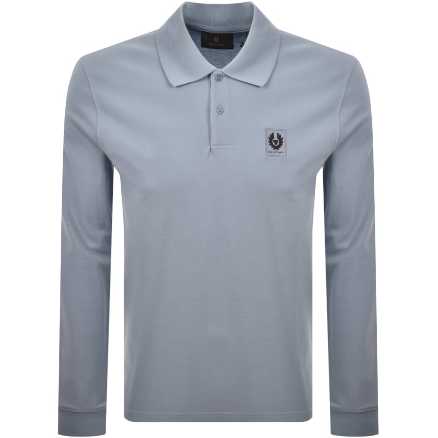 Image number 1 for Belstaff Long Sleeve Polo T Shirt Blue