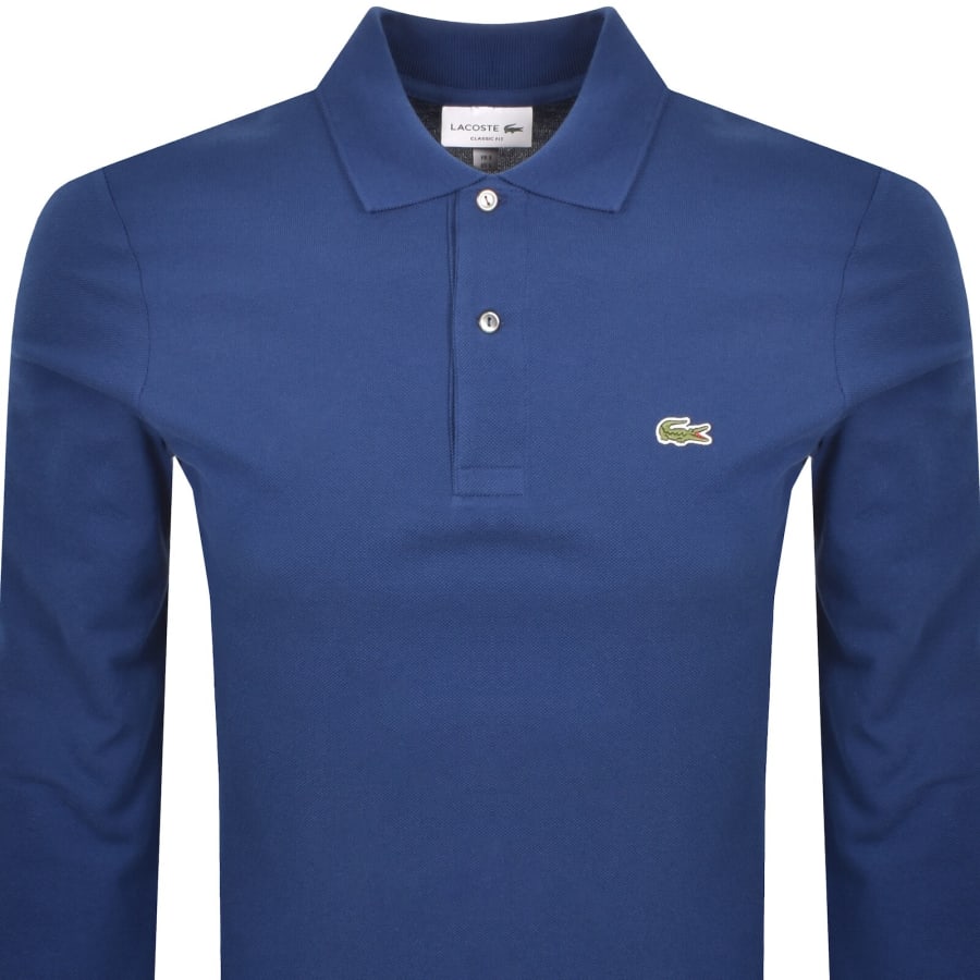 Image number 2 for Lacoste Long Sleeved Polo T Shirt Blue