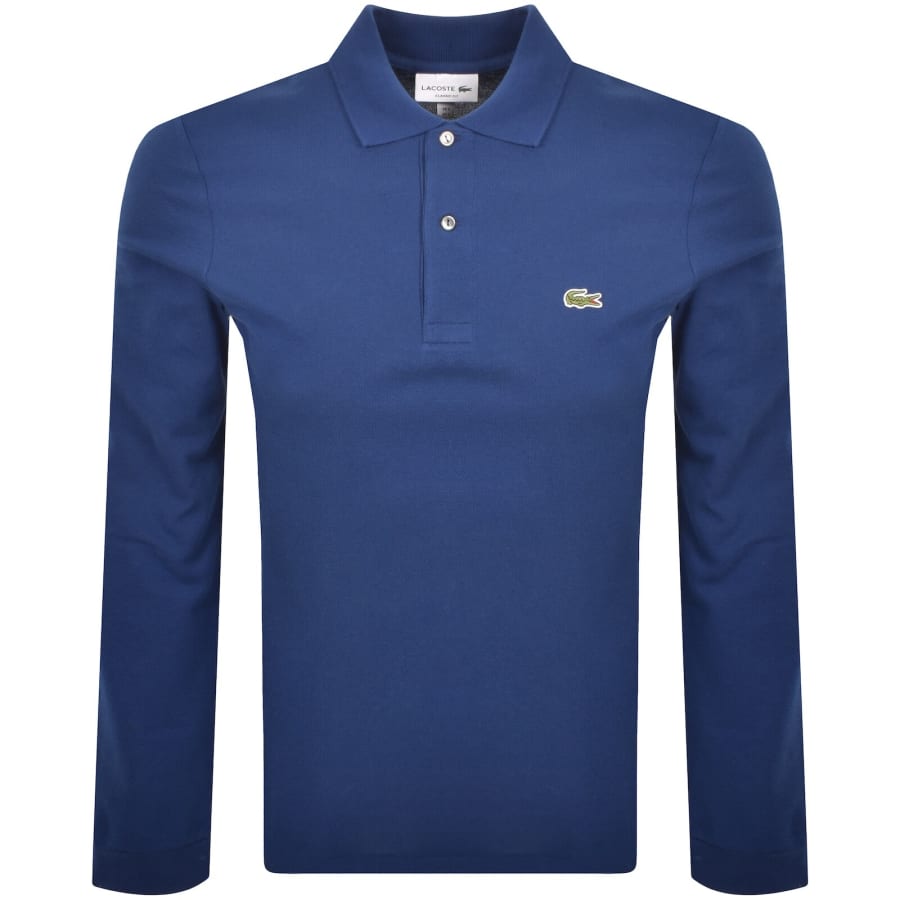 Image number 1 for Lacoste Long Sleeved Polo T Shirt Blue