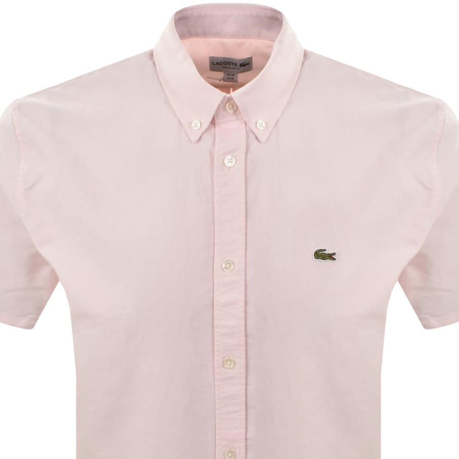 Image number 2 for Lacoste Woven Short Sleeved Shirt Light Pink