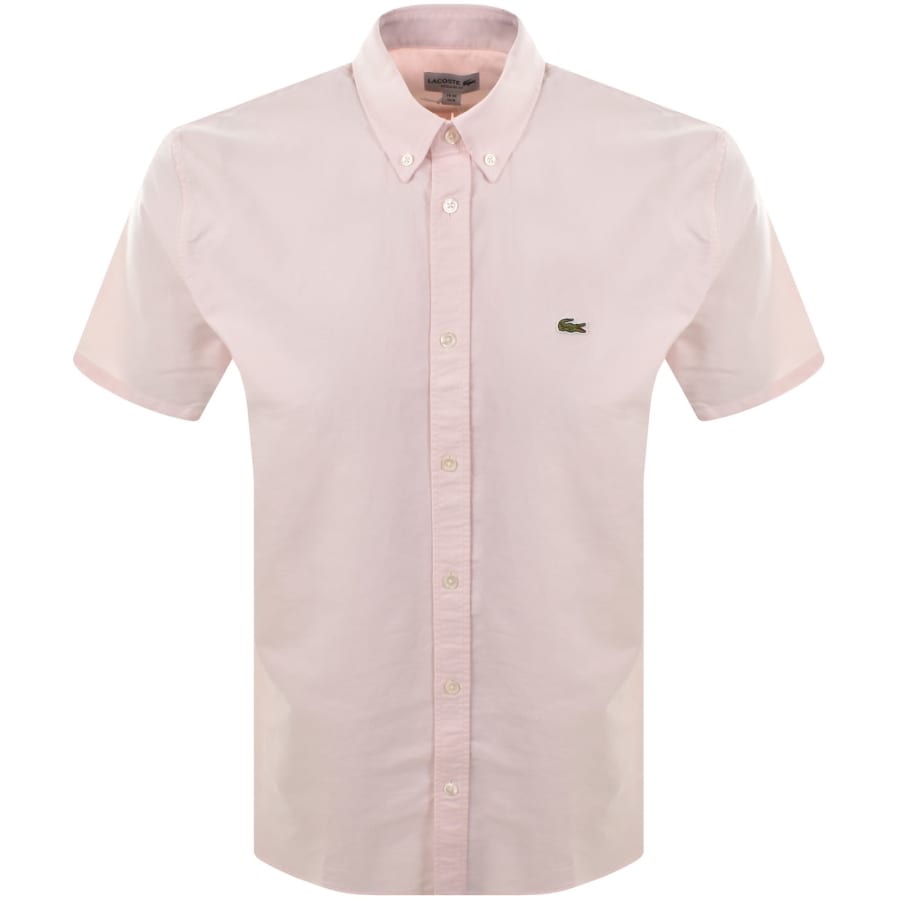 Image number 1 for Lacoste Woven Short Sleeved Shirt Light Pink