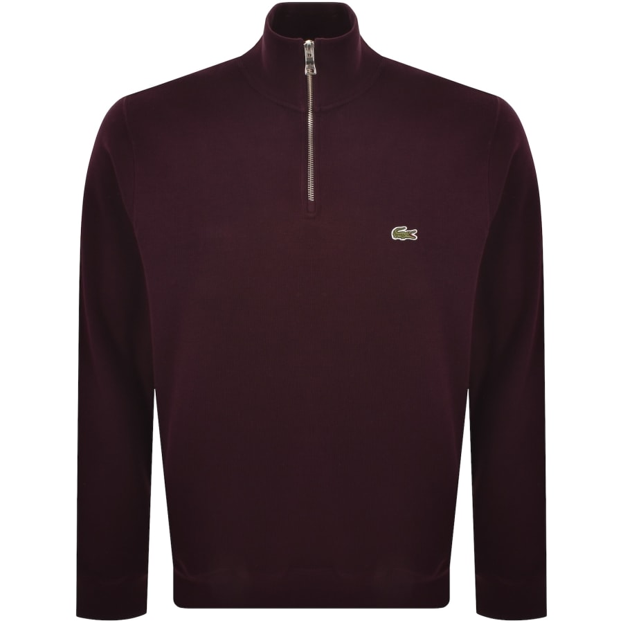 Image number 1 for Lacoste Quarter Zip Sweatshirt Burgundy