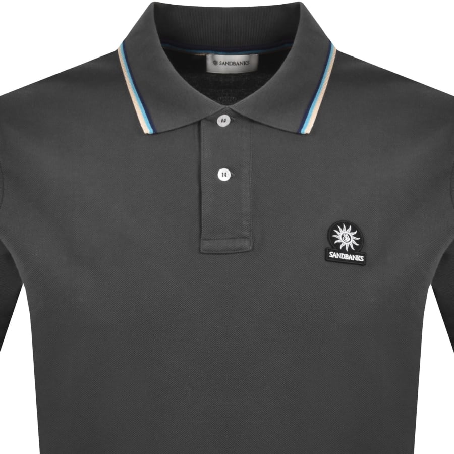 Image number 2 for Sandbanks Badge Logo Polo T Shirt Grey