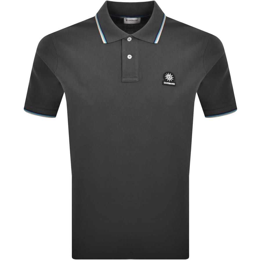 Image number 1 for Sandbanks Badge Logo Polo T Shirt Grey