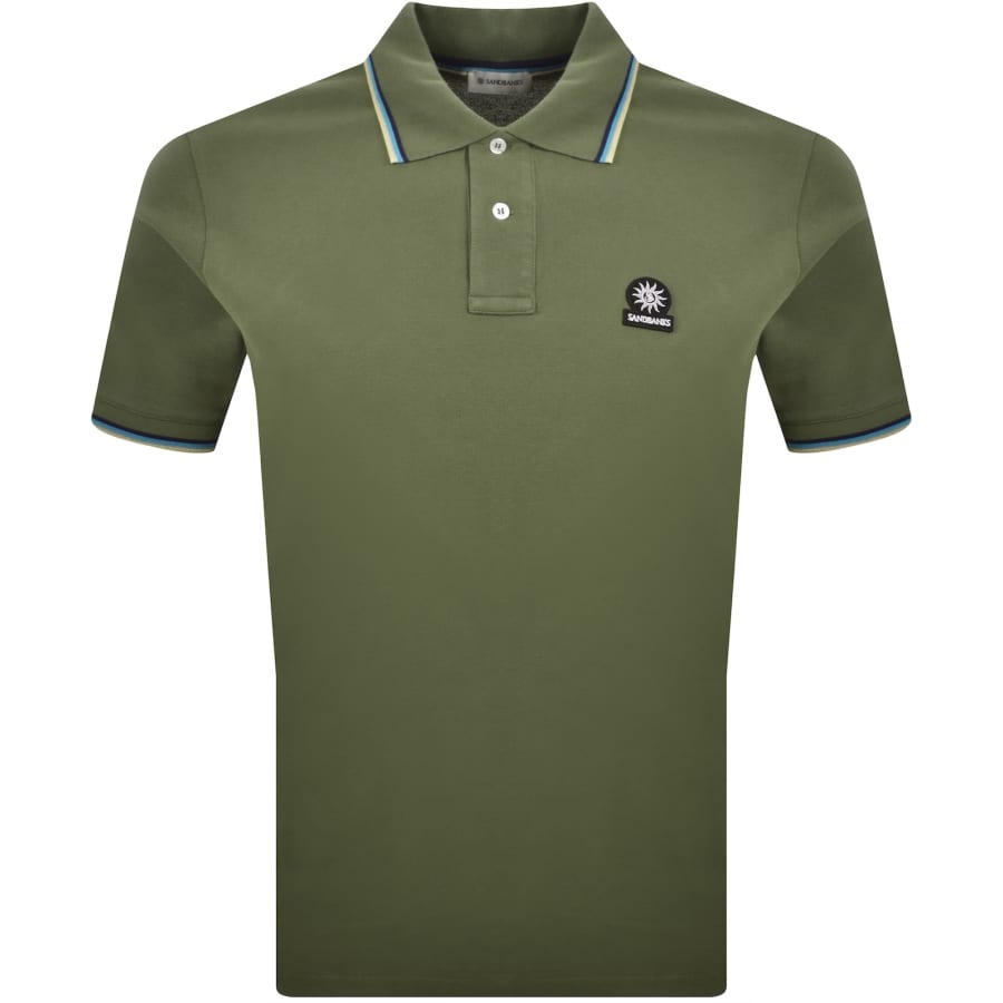 Image number 1 for Sandbanks Badge Logo Polo T Shirt Green