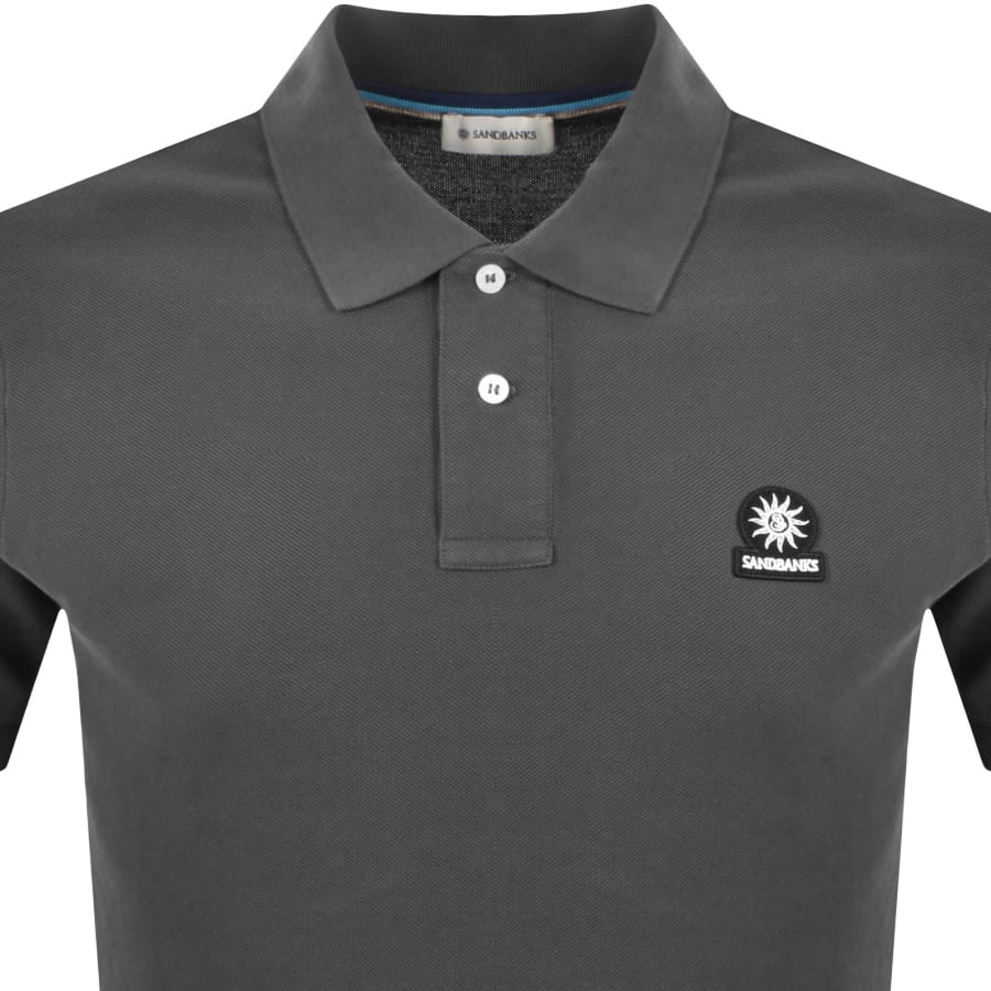 Image number 2 for Sandbanks Badge Logo Polo T Shirt Grey