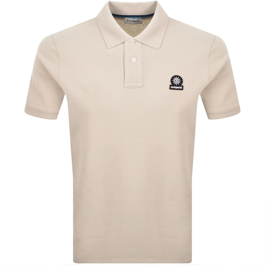Image number 1 for Sandbanks Badge Logo Polo T Shirt Beige