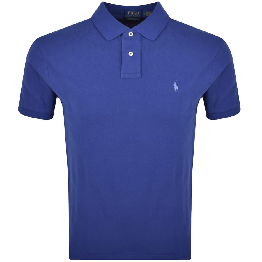 Image number 1 for Ralph Lauren Custom Slim Polo T Shirt Blue