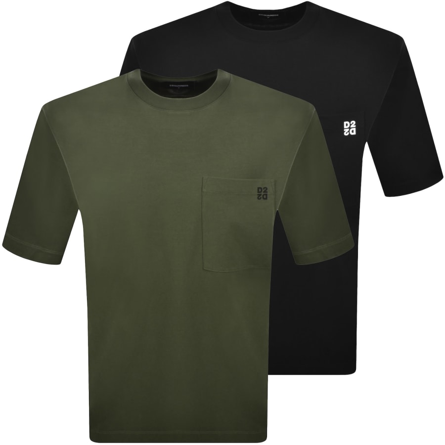 Image number 1 for DSQUARED2 2 Pack T Shirts Green And Black