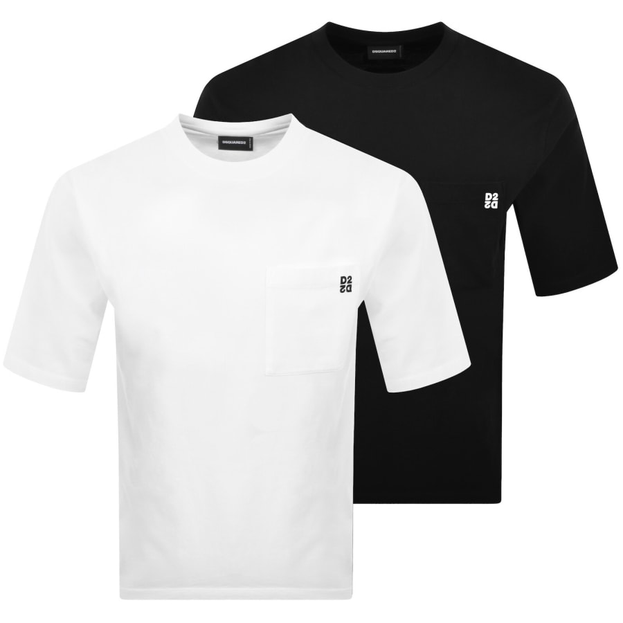 Image number 1 for DSQUARED2 2 Pack T Shirts Black And White